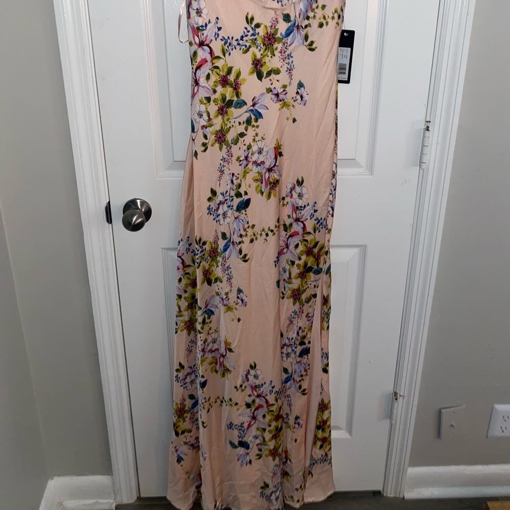 Florar silk dress- peach color